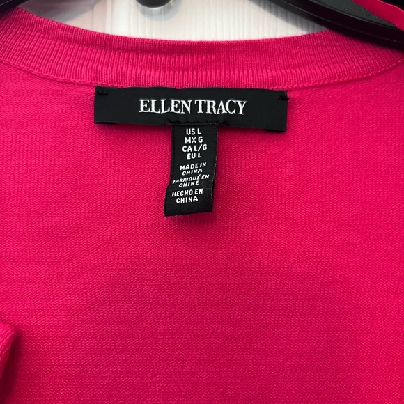 Ellen Tracy Bright Raspberry Button-Up Cardigan - Picture 2 of 2